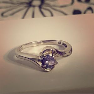 10K White Gold Tanzanite & Diamond Ring Sz 7